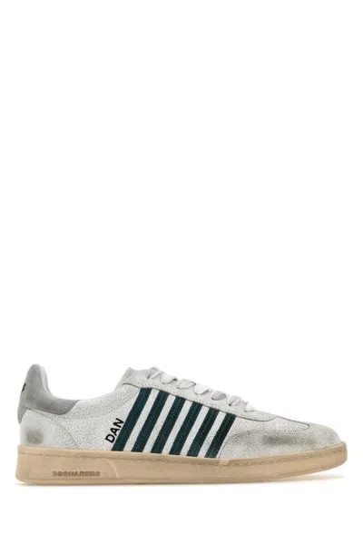 Dsquared2 White Distressed Low Top Sneakers
