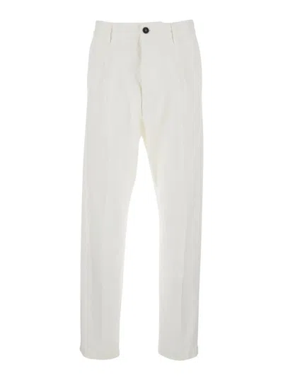 DSQUARED2 WHITE FIVE-POCKET PANTS WITH LOGO PATCH ON THE BACK