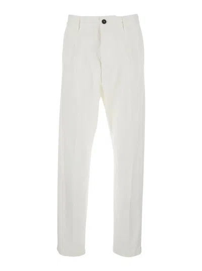 DSQUARED2 WHITE FIVE-POCKET PANTS WITH LOGO PATCH ON THE BACK IN COTTON MAN