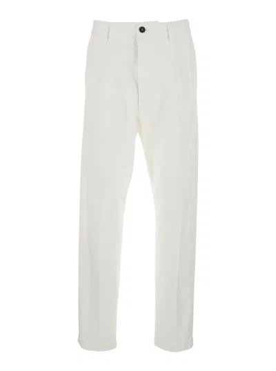 Dsquared2 White Five-pocket Pants With Logo Patch On The Back In Cotton Man In Multicolor