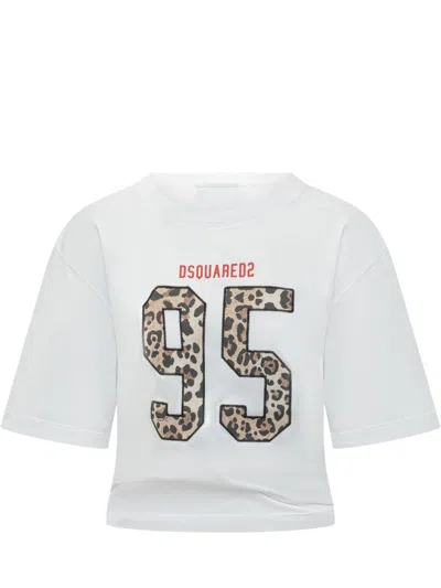 Dsquared2 White Graphic Crew Neck T-shirt