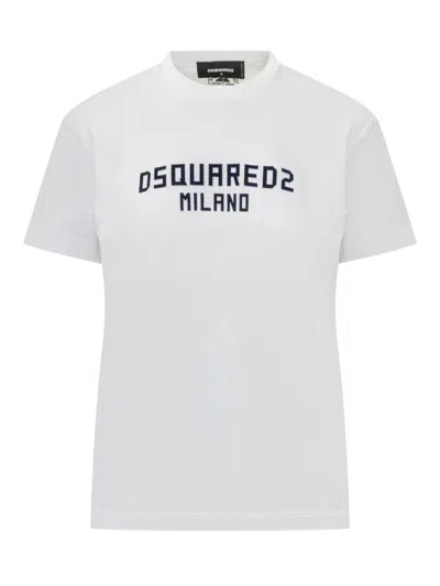 Dsquared2 White Graphic Crew Neck T-shirt