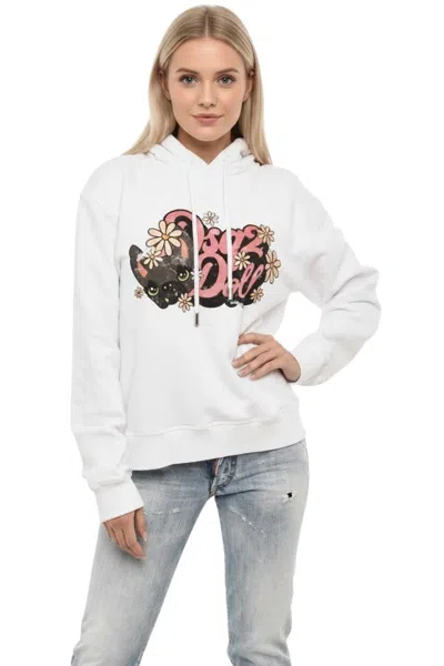 Dsquared2 White Graphic Hood Sweatshirt