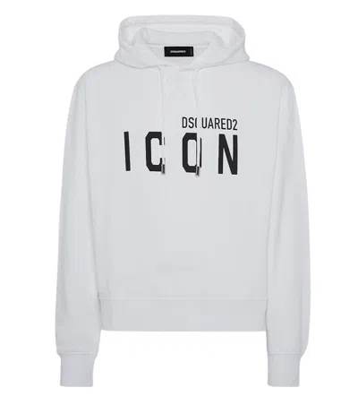 Dsquared2 White Graphic Hood Sweatshirt