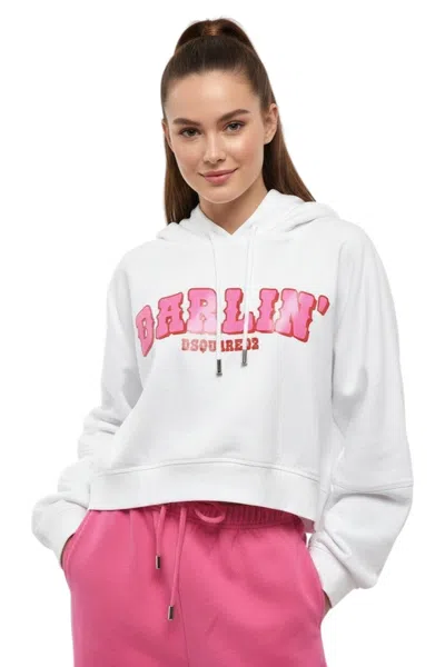 Dsquared2 White Graphic Hood Sweatshirt