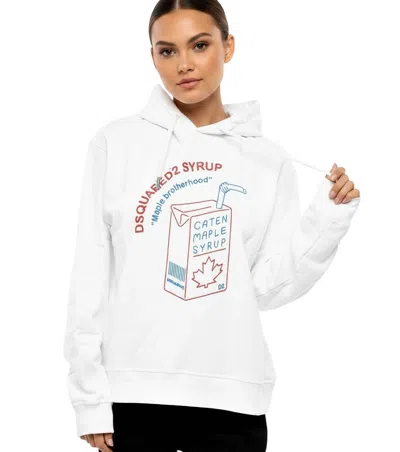 Dsquared2 White Graphic Hood Sweatshirt