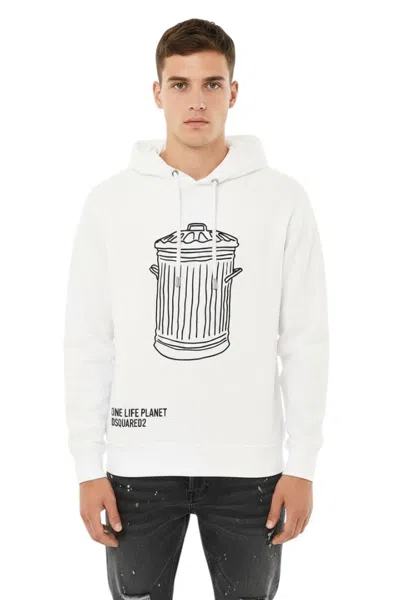 Dsquared2 White Graphic Logo Hoodie