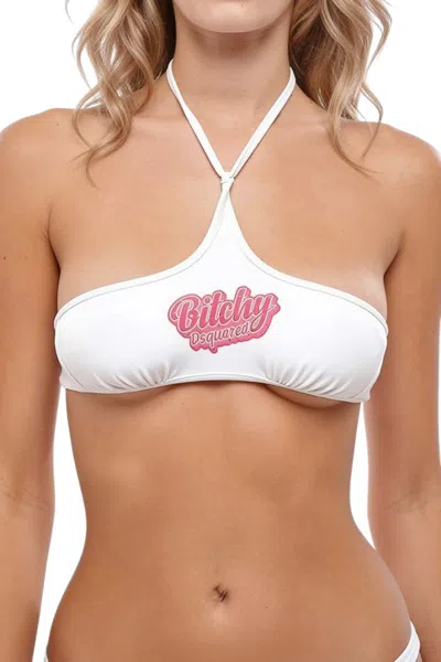 Dsquared2 White Graphic Swimwear In Multi