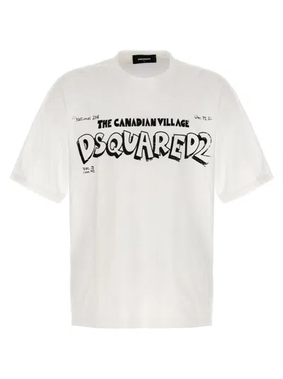 DSQUARED2 MEN WHITE GRAPHIC T-SHIRT