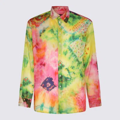 Dsquared2 White, Green And Black Cotton Shirt