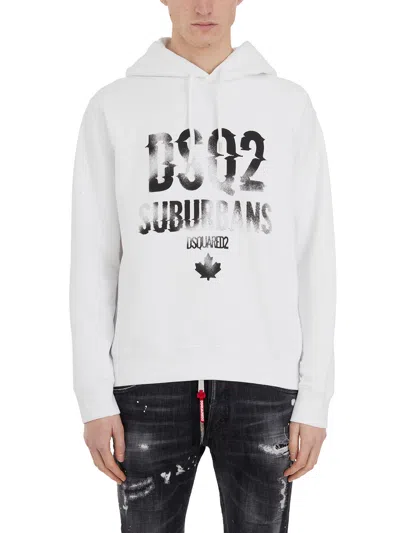 Dsquared2 White Hooded Pullover For Men | Ss24 Collection