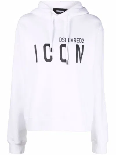 DSQUARED2 WHITE ICON COTTON HOODIE