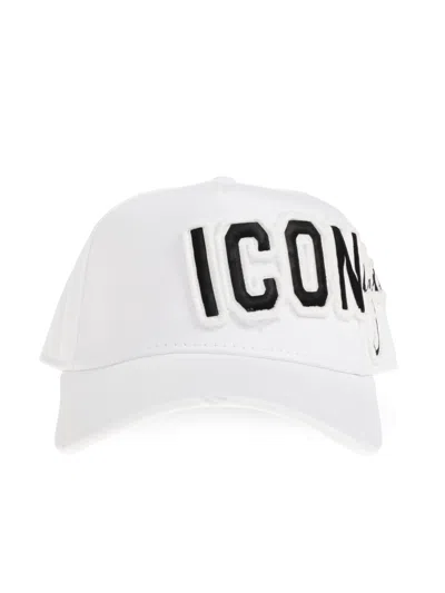 Dsquared2 White Iconique Logo Cotton Baseball Cap