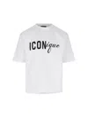 Dsquared2 Men White Crew Neck T-shirt With Raised Collar And Maxi Logo On The Front In Cotton Man In White