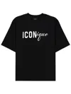 Dsquared2 Black T-shirt Iconique Loose Fit With Round Neck And Logo Print On The Front In Mens Cotton In Black