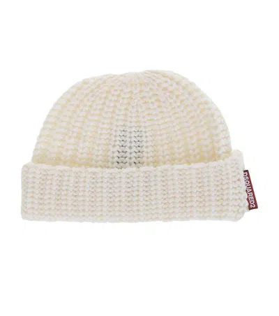 Dsquared2 Monochrome Wool Beanie In Neutral