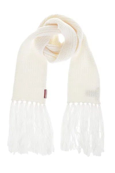 Dsquared2 Fringed-hem Chunky-knit Scarf In White