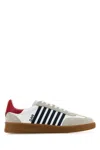 Dsquared2 Iconic White Calf Leather Boxer Sneakers In Whitebluered