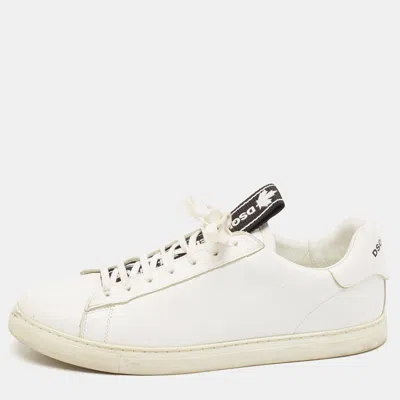 Dsquared2 White Leather Low Top Sneakers In Multi