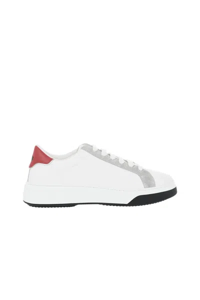 Dsquared2 White Leather Low-top Sneakers In Multi