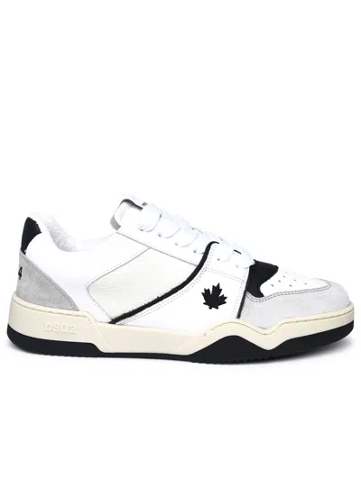 DSQUARED2 WHITE LEATHER PIKER SNEAKERS