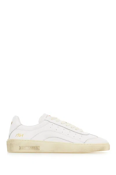Dsquared2 White Leather Rider Sneakers