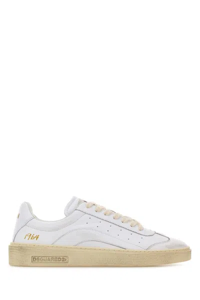 DSQUARED2 WHITE LEATHER RIDER SNEAKERS