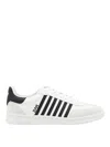 Dsquared2 White And Black Low Top Sneakers With Contrasting Bands In Leather Man In White