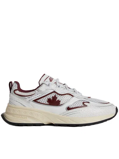Dsquared2 White Leather Sneakers In Multi
