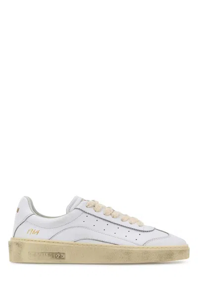 Dsquared2 White Leather Sneakers In Neutral