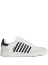 Dsquared2 White And Black Low Top Sneakers With Contrasting Bands In Leather Man In White+black