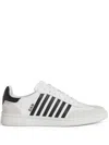 Dsquared2 White And Black Low Top Sneakers With Contrasting Bands In Leather Man In White+black