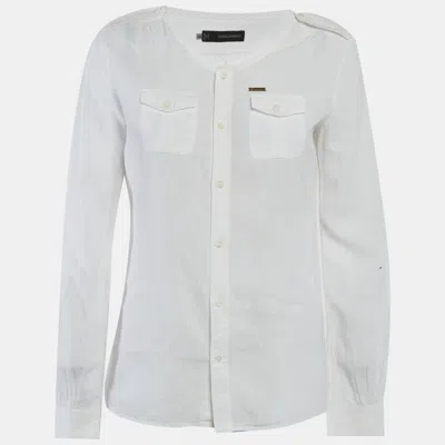 Dsquared2 White Linen Button Up Shirt