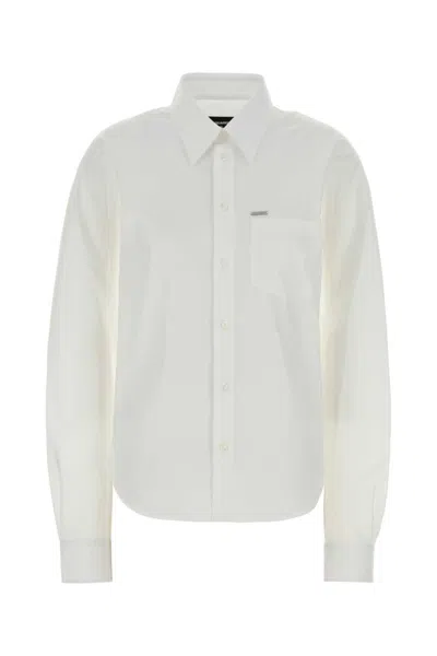 Dsquared2 White Logo Full Sleeves Shirt In Multi
