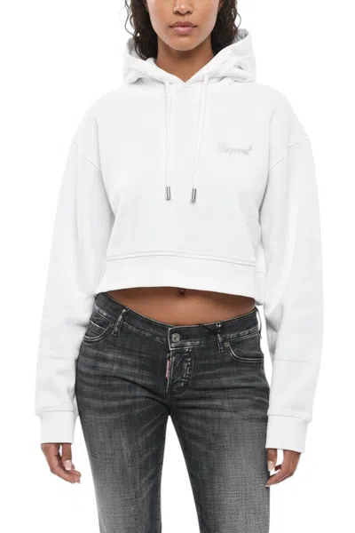 Dsquared2 White Logo Hood Sweatshirt