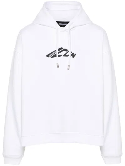 DSQUARED2 WHITE LOGO HOODIE