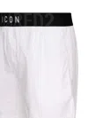 Dsquared2 White Logo Midi Waist Swim Shorts