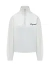 Dsquared2 White Logo Mock Collar Sweatshirt In White