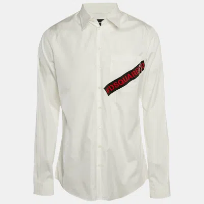 Pre-owned Dsquared2 White Logo Print Cotton Long Sleeve Shirt Xl