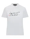 Dsquared2 White Logo Print Crew Neck T-shirt In Multi