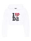 Dsquared2 Vaquera Gimy Dean Cropped Jersey Hoodie In White