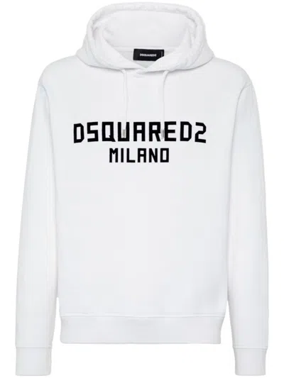 Dsquared2 White Logo Print Hoodie