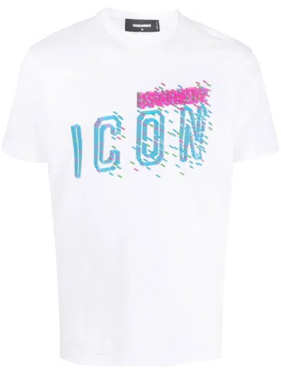 DSQUARED2 WHITE LOGO PRINT T-SHIRT