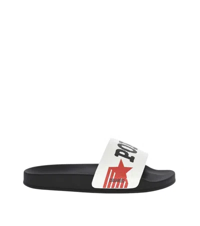 Dsquared2 White Logo Rocco Slides