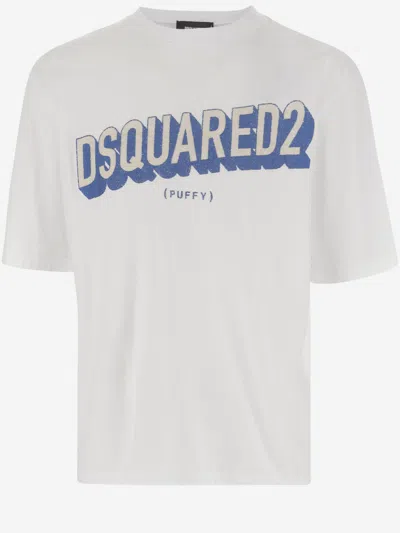 Dsquared2 White Loose Fit 3d Logo T-shirt