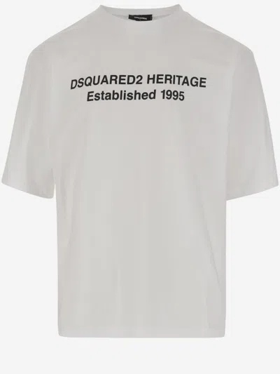 DSQUARED2 WHITE LOOSE FIT HERITAGE T-SHIRT
