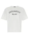 Dsquared2 Loose Fit White Cotton Jersey T-shirt With Vintage-effect Logo In White