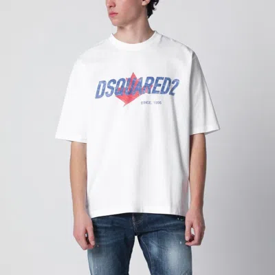 Dsquared2 Mens Maple Logo-print Cotton T-shirt White In Multi