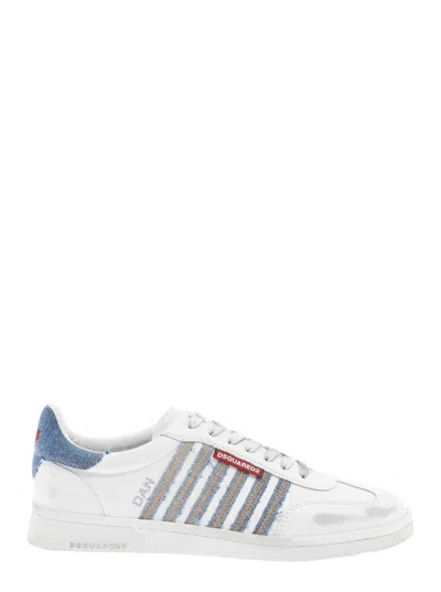 DSQUARED2 DSQUARED2 WHITE LOW TOP SNEAKERS WITH LOGO PATCH ON TONGUE AND SIDE AND CONTRASTING HEEL WITH LOGO I