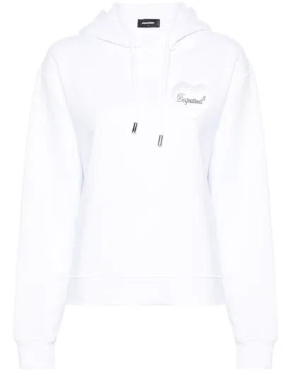 Dsquared2 White Mesh Heart Sweatshirt